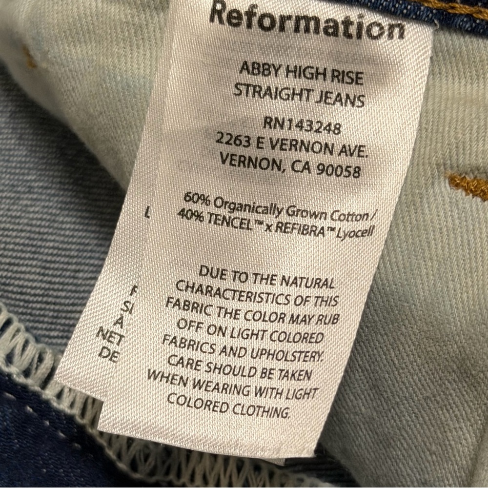 REFORMATION JEANS ABBY HIGH RISE STRAIGHT RIGID DENIM BLUE GALWAY Sz 31 NWT - Picture 7 of 12